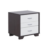 Two-tone Finish Nightstand with 3 Drawers, White and Black B016P253974