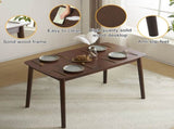 Rubber wood soft bag deep walnut dining table and chair set 1 table 4 chairs beige cushion 57935654