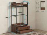 Freestanding Clothes Rack with 2 Drawers and 6 Hooks 82346285