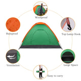 ZUN 2-Person Waterproof Camping Dome Tent for Outdoor Hiking Survival Orange & Green 14786622