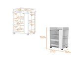 Willow Park Glass Door Bar Cart with Bottle Holder and Casters White B062111723