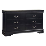 ZUN Traditional Design Black Finish Dresser of 6x Drawers 1pc Classic Louis Phillippe Style Bedroom B01182190