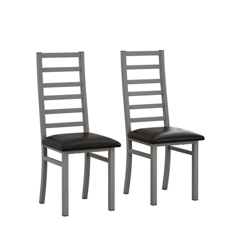 ZUN Metal Dining Chairs Set of 2, Steel Legs and PU Leather Seats, High Back Armless Dining Chairs, for W757P232712