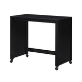 Desks and Stool Set 3pc Black Finish Rolling Desk with Casters, 2 Charging ports Home Office B011P287465