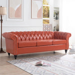 ZUN 84.65" Rolled Arm Chesterfield 3 Seater Sofa W68056682