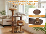 59.5" Rattan Woven Cat Tree with Cat Condo & Top Perch Multi-Level Cat Tower 56022291