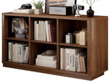 6 Cube Storage Bookcase, 40" Wide Low Horizontal Book Shelf with Curved Edge, Wood Floor Standing W2641P460042