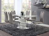 Unique Style Chrome Metal Finish Side Chairs 2pc Set Gray-Taupe Faux Leather Upholstered Casual B01156551