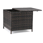 ZUN Outdoor PE Wicker Side Table with Storage, Patio Rattan End Table Square Container for Furniture 64589398