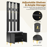 ON-TREND Modern Luxury 4-in-1 Hall Tree with Cushion, Versatile Coat Rack with 8 Gold Hooks and N721P192814B