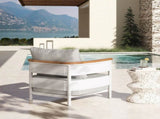 Rhodes 29" Upholstered Teak & Aluminum Patio Arm Chair Birch Gray Chenille B2719P321037