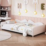Twin size Upholstered Daybed, Sherpa Fabric Sofabed with Cloud-Shaped Backrest, No Box-spring N733P234602K