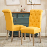 ZUN Habit Solid Wood Tufted Parsons Dining Chair, Set of 2, Yellow T2574P164546