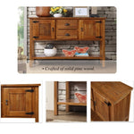 ZUN 48'' Solid Wood Sideboard Console Table with 2 Drawers and Cabinets and Bottom Shelf, Retro Style W120270247