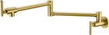 Gold Pot Filler Faucet Wall Mount Kitchen Folding Faucet with Double Joint Swing Arms, Two Handle T3177P277528