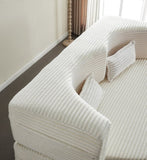 Modern Floor Sofa with 2 Pillows,Convertible Plush Corduroy Foam-Filled Sleeper Sofa Bed,15" Full W1885P347080