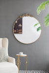 ZUN 36" x 39" Round Gold Mirror, Wall Mounted Mirror with Metal Frame for Bathroom Living Room W2078124102