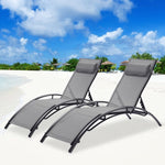 ZUN 2 PCS Set Chaise Lounge Outdoor Lounge Chair Lounger Recliner Chair For Patio Lawn Beach Pool Side W41928387