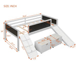 ZUN Twin size Loft Bed Wood Bed with Two Storage Boxes - White 93628536