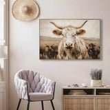 White Highland Cow Canvas Wall Art - Modern Minimalist Animal Art Print for Living Room Bedroom W3374P322232