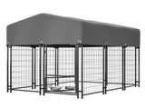 Dog Kennel Outdoor with Roof, 4.23'x5.82'x4.83' Welded Wire Enclosure, Heavy Duty Dog Crate with 24433657