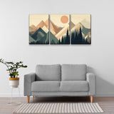 ZUN 3 Panels Framed Abstract Wood Grain Boho Style Mountain & Forest Canvas Wall Art Decor,3 Pieces W2060P155347