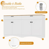 ON-TREND Farmhouse TV Stand with 2 Drawers for TVs Up to 70", Versatile Wood Grain Sideboard with N721P245732K