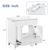 ZUN 30" Bathroom Vanity with Sink, Bathroom Cabinet with Two Doors and One Drawer, White 53306359