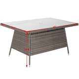 Outdoor patio Furniture Rectangular Dining Table with clear tempered glass W20967121
