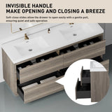 72" Freestanding Bathroom Vanity with Sink, Bathroom Storage Vanity Cabinet with Stone Resin W1573P211194