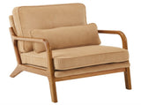 Low Arm Accent Chair - Khaki Corduroy Upholstered Indoor Lounge Chair, Compact Single Seater with 77115487
