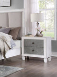 Modern Rustic White and Gray Finish 2-Drawers Nightstand Wooden Bedroom Furniture 1pc Farmhouse B2741P324354