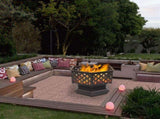 22" Hexagonal Shaped Iron Brazier Wood Pit Decoration for Backyard Poolside 90312473