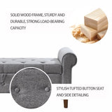 62" Bedroom Tufted Button Storage Bench, Modern Fabric Upholstered Ottoman, Window Bench, Rolled Arm W1853141520