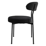 ZUN Boucle Upholstered Dining Chairs with Curved Backrest & Metal Legs Set of 2, Black W2740P214381