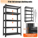 Garage Five Story Shelf, Capable Of Accommodating 2500 LBS, Adjustable Metal Shelf, Black, Requires 50733634