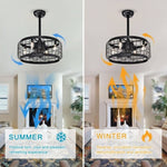 ZUN 20.24" Caged Ceiling Fan with Remote Control,Timer, 3 Speeds Indoor Ceiling Fan for Farmhouse, W1592P153814