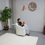 Modern 360 Degree Swivel Sofa Chair, Round Armchairs with High Backrest and Upholstered, Beige W1183P254690
