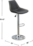 ZUN Dining Kitchen Adjustable Bar stool Chair Ebony Color Wax Polyurethane Leather Chrome Base Modern B011P151354