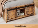 Queen Bed Frame with Upholstered Headboard Wood Platform,Storage Headboard with Charging Station W636P566604