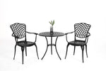 ZUN 3 Piece Patio Bistro Set Cast Aluminum Bistro Table and Chairs Set of 2 with Umbrella Hole,All W640P251285