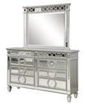 ZUN Symphony Modern Style Mirror Front 6 Drawer Dresser with diamond shaped legs and made with wood in 808857527820