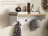 White 2-in-1 Hall Tree with Shoe Bench, 5-Hook Coat Rack & Storage for 9 Pairs of Shoes for Entryway 46321327