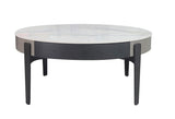 Modern Round White & reall wood color Coffee Table Drawers and metal legs,Drum Coffee Table W1911P269601