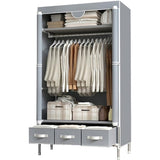 Portable Clothes Closet Rolling Door Wardrobe Hanging Rack Non-Woven Fabric Storage Organizer 89125486