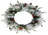 2 Pack 18in Pre-lit Snow Flocked Christmas Wreath, Lighted Artificial Xmas Wreath with 60 Warm 97206067