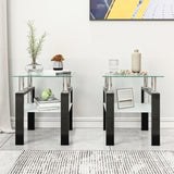 Set of 2, Modern Tempered Glass Tea Table Coffee Table End Table, Square Table for Living Room, W241104200