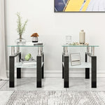 ZUN Set of 2, Modern Tempered Glass Tea Table Coffee Table End Table, Square Table for Living Room, W241104200