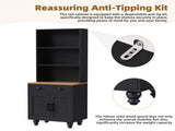 ON-TREND Farmhouse Storage with 4 Solid Wood Gourd-Shaped Legs, Modern Kitchen Pantry N721P205790B