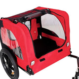 Bicycle trailer for pets outdoor foldable red color dog trailer with reflectors and safty flag W136456073